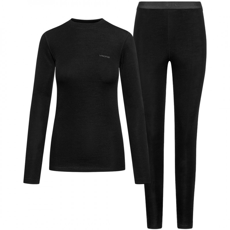 Viking Meriboo Lady Set Merino moteriškas apatinio sluoksnio komplektas, juodas, M
