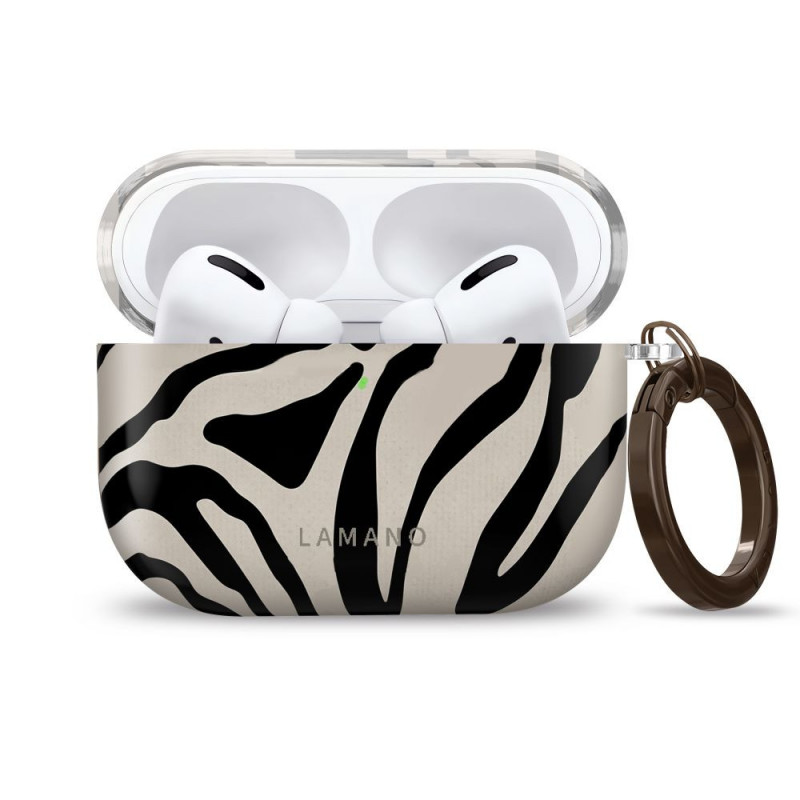 Tech-Protect Lamano dėklas Apple AirPods Pro 3 su karabinu, Nature Muse (juodas ir smėlio spalvos)