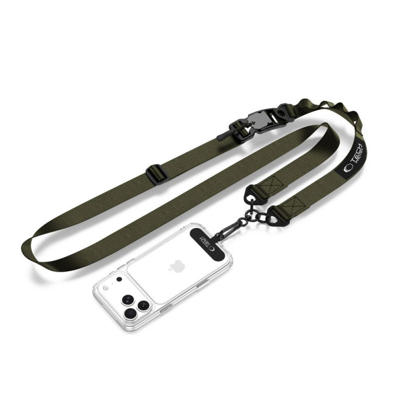 Tech-Protect C9S Rope Crossbody telefono juosta, nailonas, 91–140 cm, Army Green