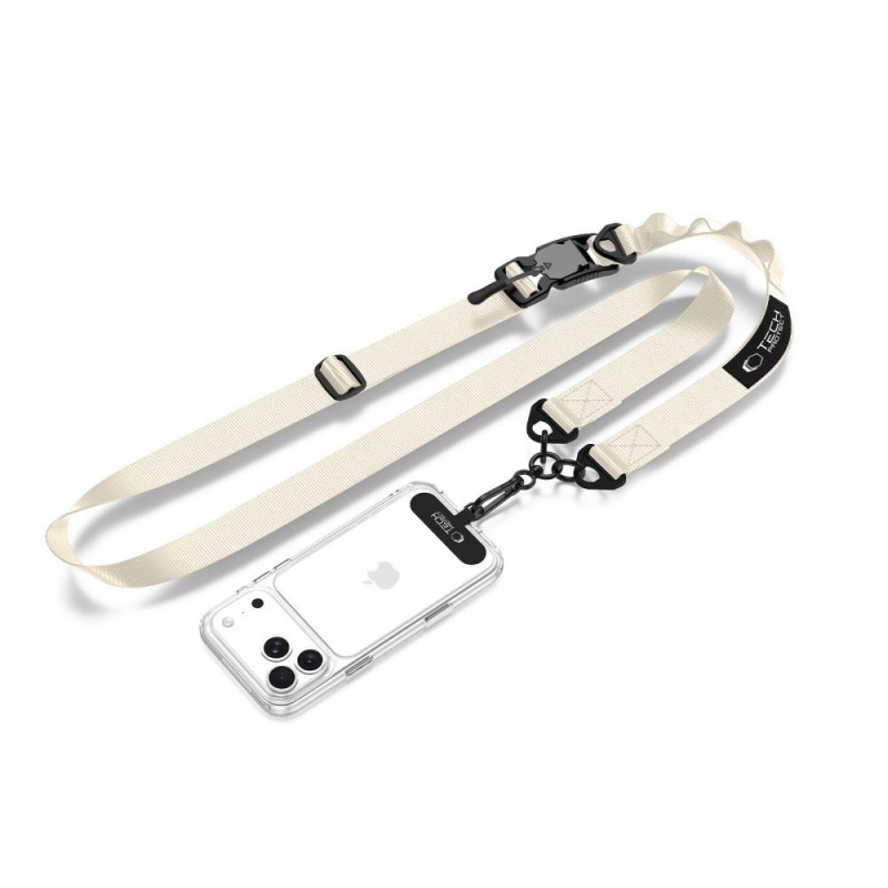 Tech-Protect C9S Rope Crossbody telefono diržas, nailoninis, 91–140 cm, Desert Beige