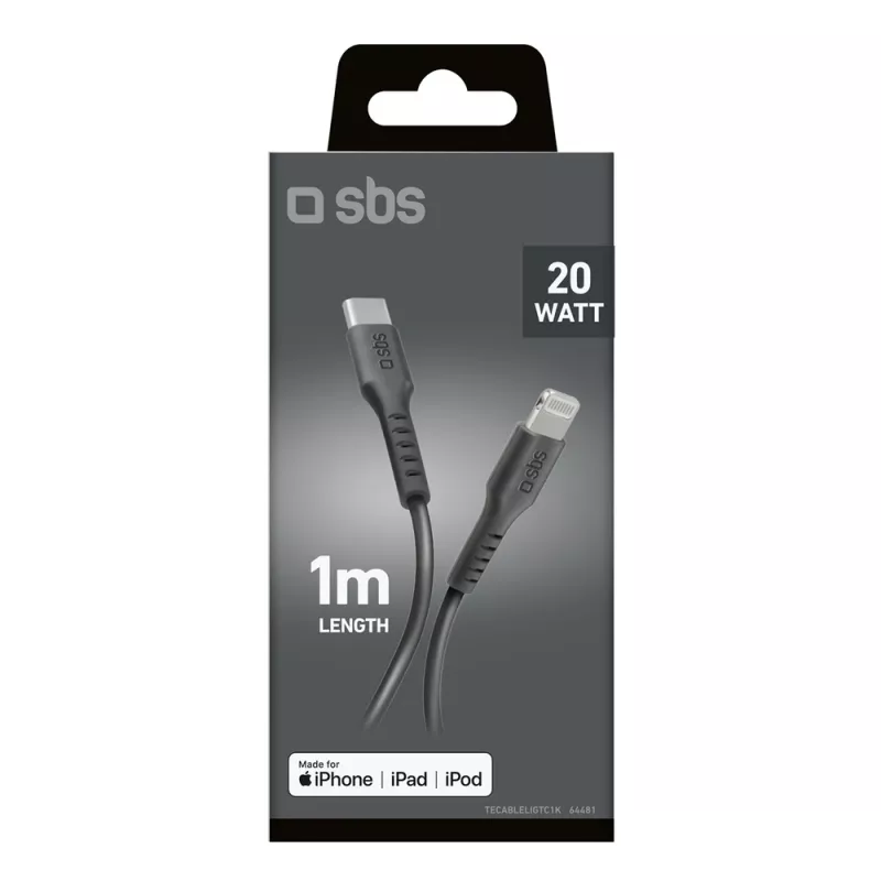 SBS TECABLELIGTC1K USB-C į Lightning kabelis, 1 m, juodas