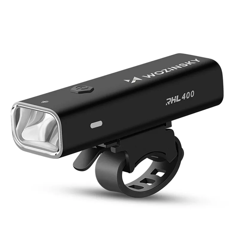 Wozinsky WSBLB2 dviračio žibintų rinkinys, priekinis (400 lm) ir galinis, juodas