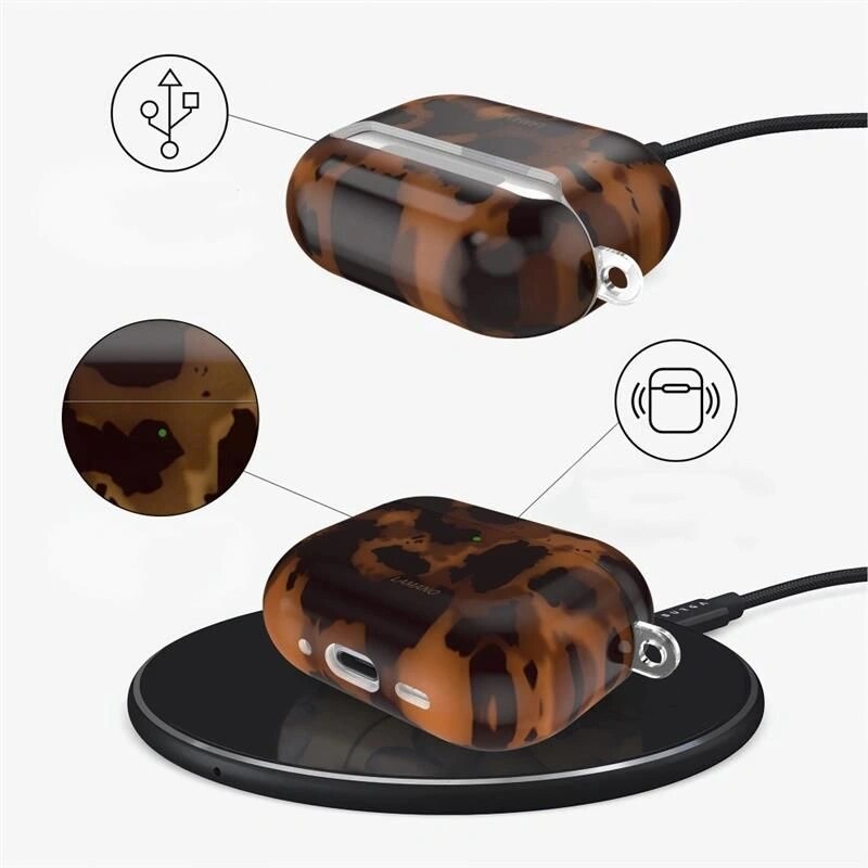 Tech-Protect Lamano dėklas Apple AirPods Pro 3, juodas ir rudas