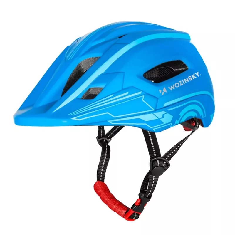 Wozinsky HT-27N vaikiškas viso veido dviračio šalmas su USB galiniu žibintu, dydis S (52-56 cm), mėlynas