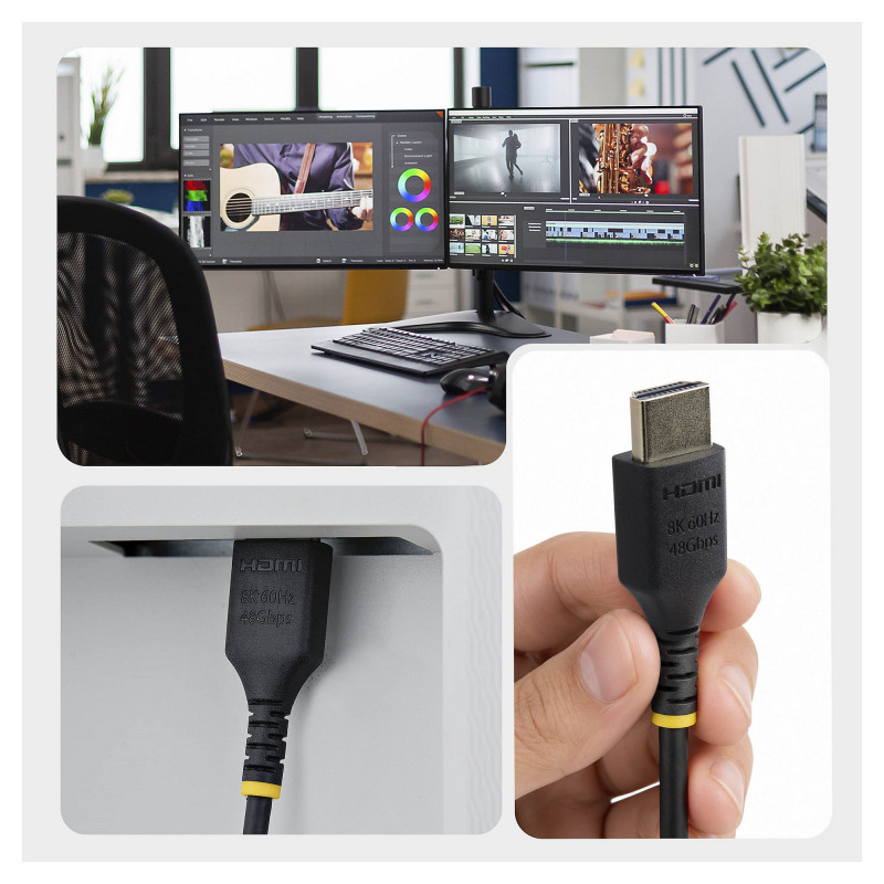 StarTech.com HDMI21-CBL-SLIM-1M Ultra High Speed HDMI 2.1 kabelis, 1 m, juodas