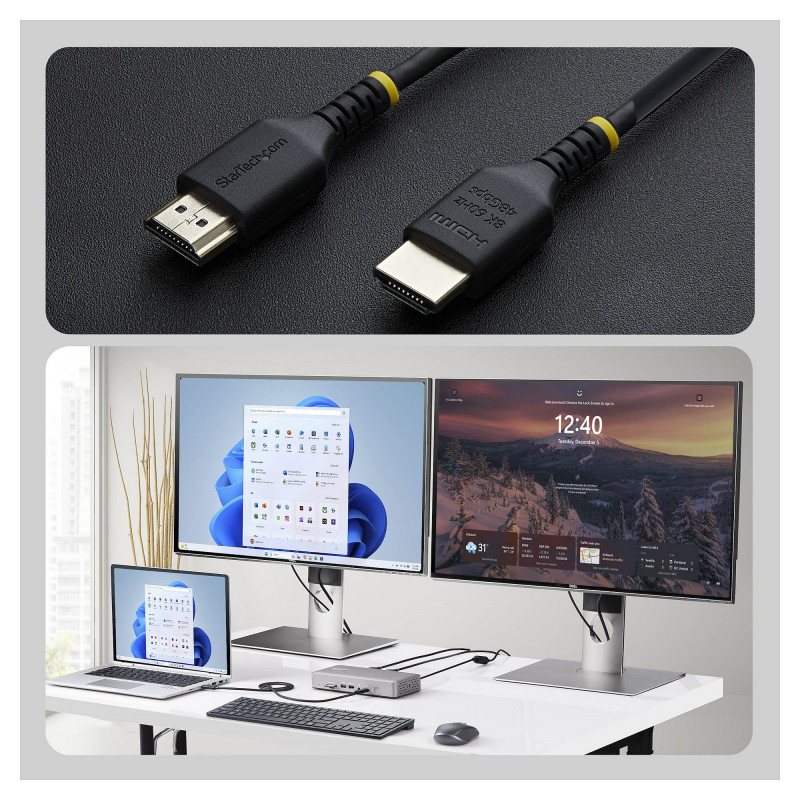 StarTech.com HDMI21-CBL-SLIM-1M Ultra High Speed HDMI 2.1 kabelis, 1 m, juodas