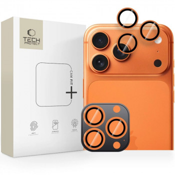 Tech-Protect Camring Fit+ fotoaparato objektyvo apsaugos Apple iPhone 14 Pro / 14 Pro Max / 15 Pro / 15 Pro Max / 16 Pro / 16 Pro Max / 17 Pro / 17 Pro Max, Cosmic Orange