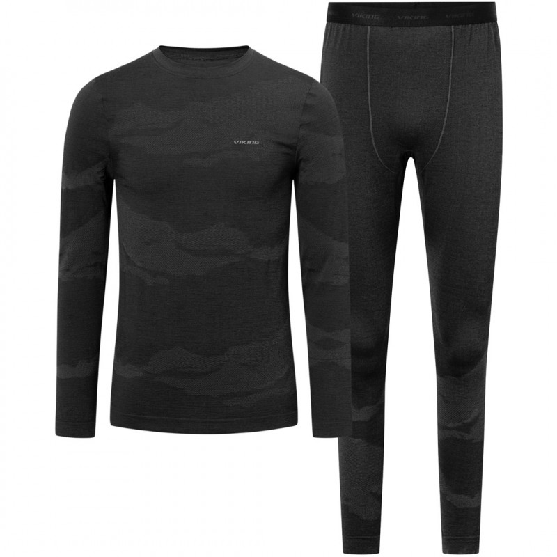 Viking Gasher Man Set Merino vyriškas apatinis trikotažas, juodas, XL