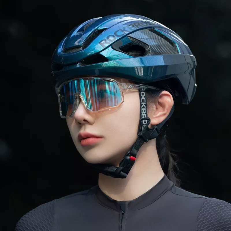 Rockbros LK-15 anglies pluošto dviračio šalmas, dydis L (58-62cm), chameleon blue