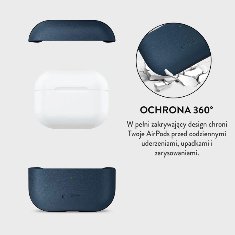 Tech-Protect NaturalFit odinis Apple AirPods Pro 3 įkrovimo dėklo apvalkalas, Navy Blue