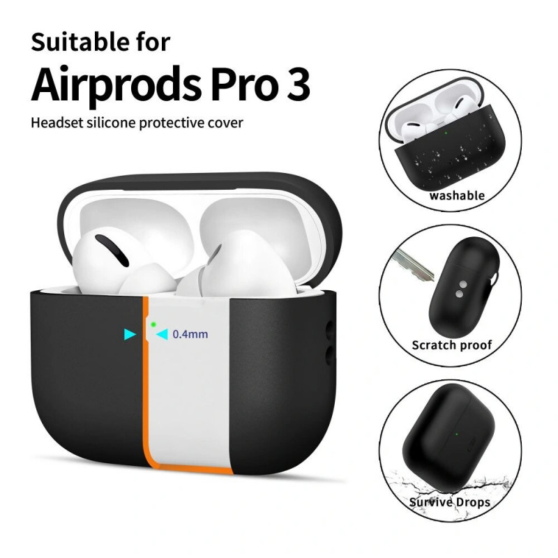 Tech-Protect Silicone silikoninis dėklas Apple AirPods Pro 3, juodas (Tech-Protect)