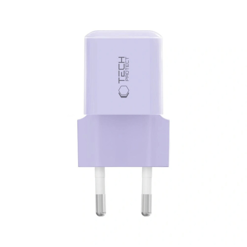 Tech-Protect NCM25 USB-C sieninis įkroviklis PD 25W, Baby Purple