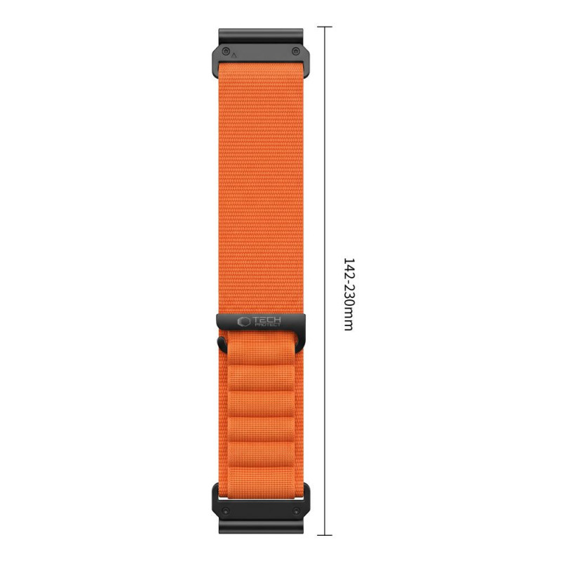 Tech-Protect Nylon Pro THP6032 laikrodžio dirželis, skirtas Garmin Fenix 5X / 5X Plus / 6X / 6X Pro / 7X / 8 / 8 Pro / 9 / 9 Pro (47 mm), oranžinis