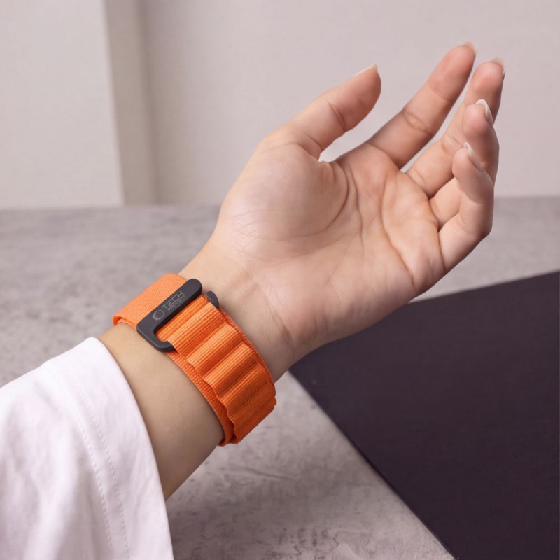 Tech-Protect Nylon Pro THP6032 laikrodžio dirželis, skirtas Garmin Fenix 5X / 5X Plus / 6X / 6X Pro / 7X / 8 / 8 Pro / 9 / 9 Pro (47 mm), oranžinis