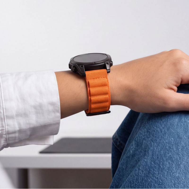 Tech-Protect Nylon Pro THP6032 laikrodžio dirželis, skirtas Garmin Fenix 5X / 5X Plus / 6X / 6X Pro / 7X / 8 / 8 Pro / 9 / 9 Pro (47 mm), oranžinis