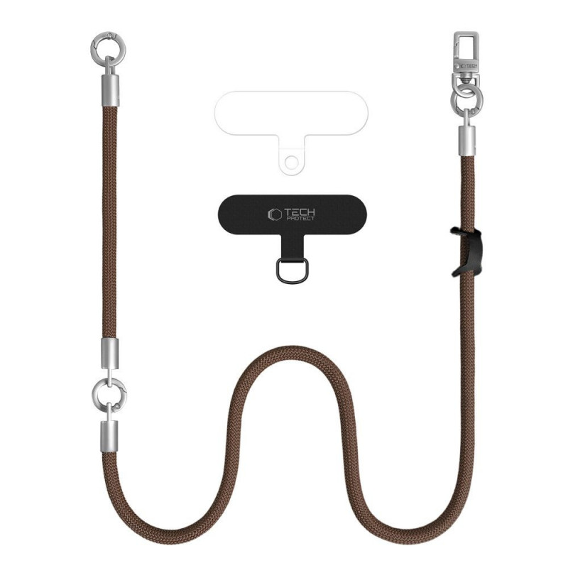 Tech-Protect C10S Rope Crossbody & Wrist dirželių rinkinys, Walnut Brown/Titanium