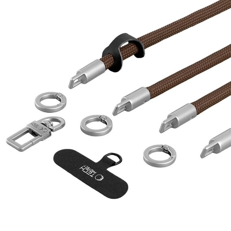 Tech-Protect C10S Rope Crossbody & Wrist dirželių rinkinys, Walnut Brown/Titanium