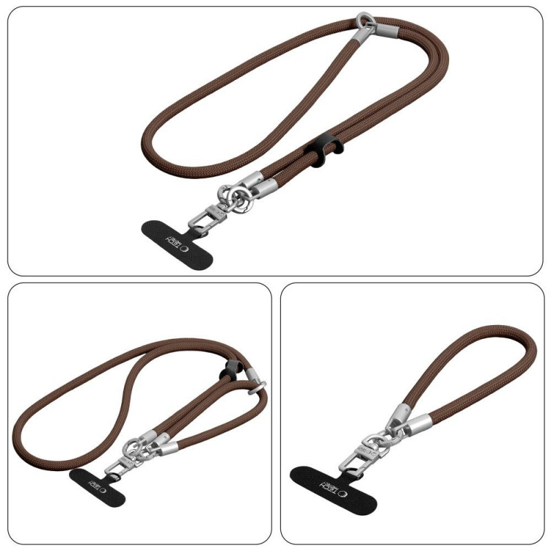 Tech-Protect C10S Rope Crossbody & Wrist dirželių rinkinys, Walnut Brown/Titanium