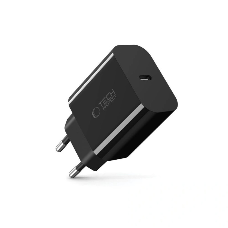 Tech-Protect NC20W USB-C sieninis įkroviklis PD 20W, juodas