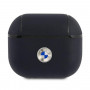 BMW BMA3SSLNA tikros odos dangtelis su sidabriniu logotipu, skirtas Apple AirPods 3, tamsiai mėlynas