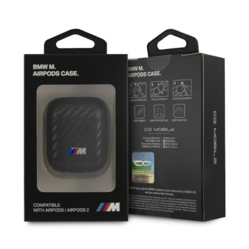 BMW BMA2WMPUCA PU Carbon M Collection Apple AirPods 1/2 dėklas, juodas