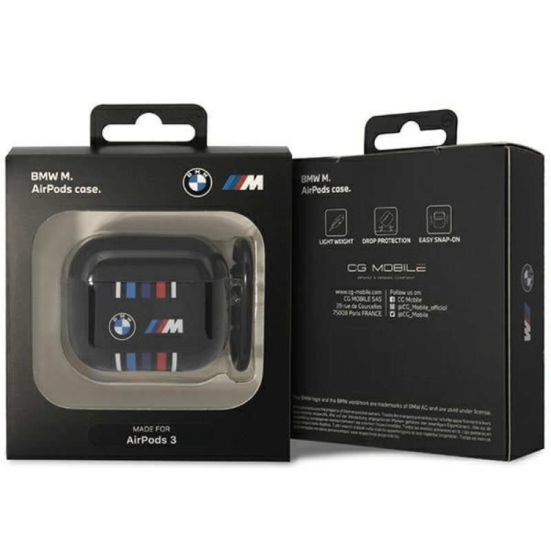 BMW BMA322SWTK Multiple Colored Lines TPU dangtelis Apple AirPods 3, juodas