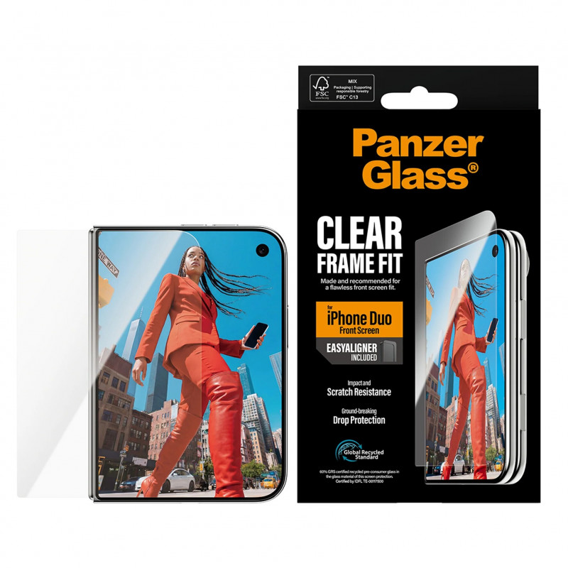 PanzerGlass priekinio ekrano apsauga iPhone Duo su EasyAligner, permatoma