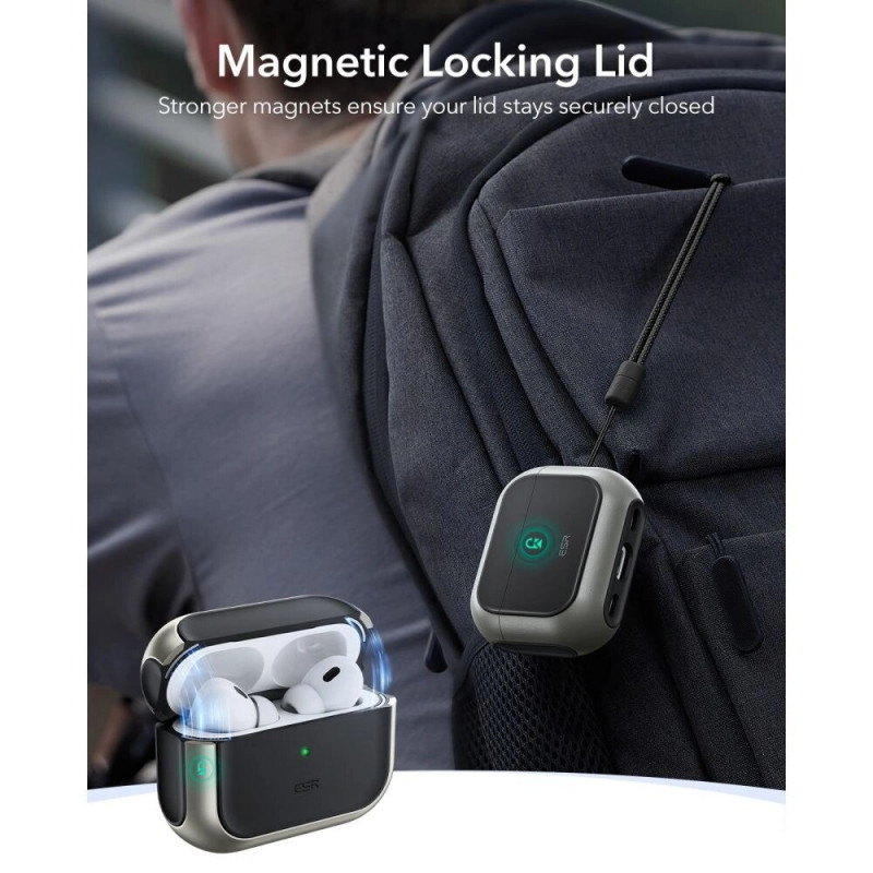 ESR Orbit HaloLock MagSafe dėklas Apple AirPods Pro 3, Titanium
