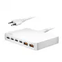 LogiLink PA0418 USB-A/C stalinis įkroviklis, 100 W, GaN, 6 prievadų, 2x USB-A (QC), 4x USB-C (PD), baltas