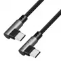 LogiLink CU0460 USB 2.0 Type-C kabelis, C/M 90° į C/M 90°, 480 Mbps, 100 W, metalinis, sidabrinis/juodas, 0,5 m