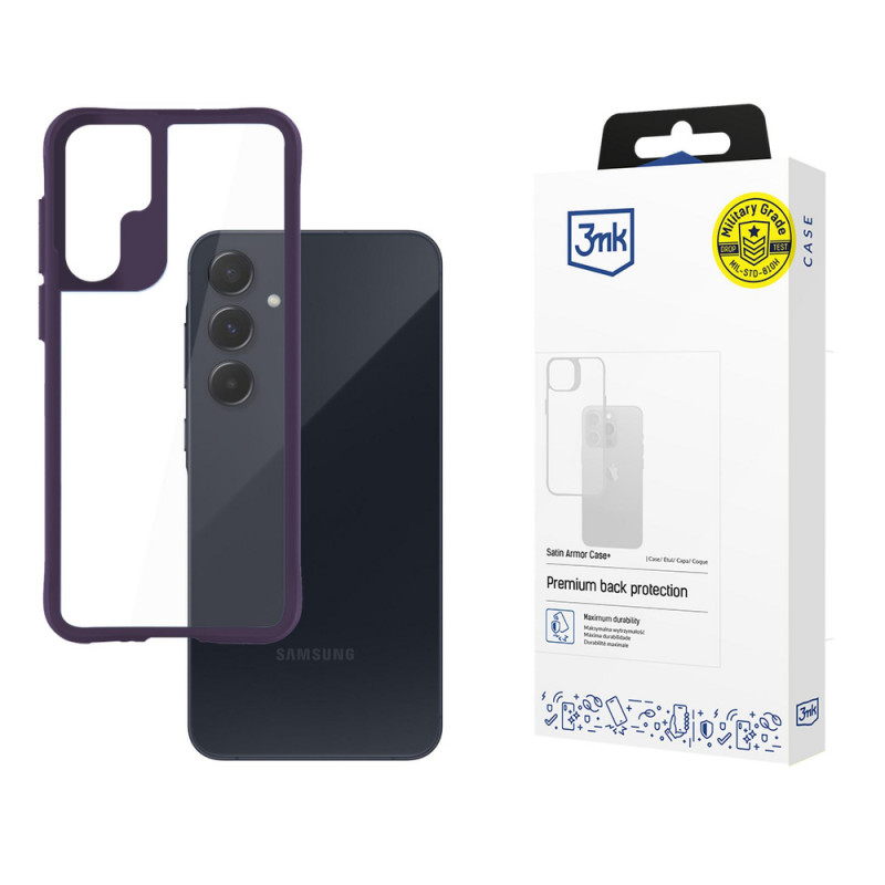 3MK Satin Armor Case+ dėklas, skirtas Samsung Galaxy A55 5G, purpurinės spalvos