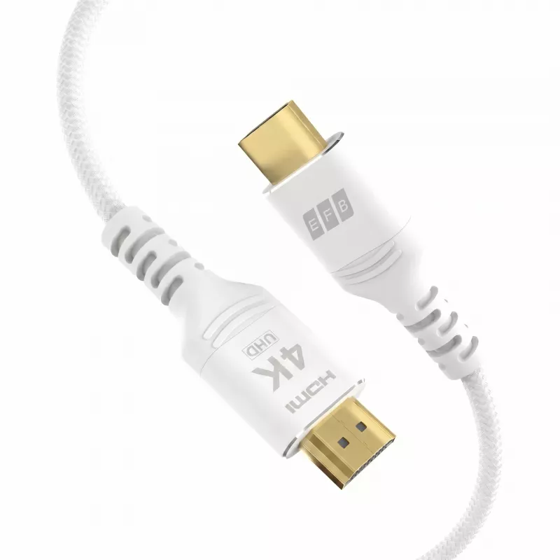 EFB Elektronik HDMI-20-00014 – HDMI kabelis, High Speed su Ethernet, 3 m, baltos spalvos, 4K60Hz, 18 Gbit/s, suderinamas su HDMI 2.0