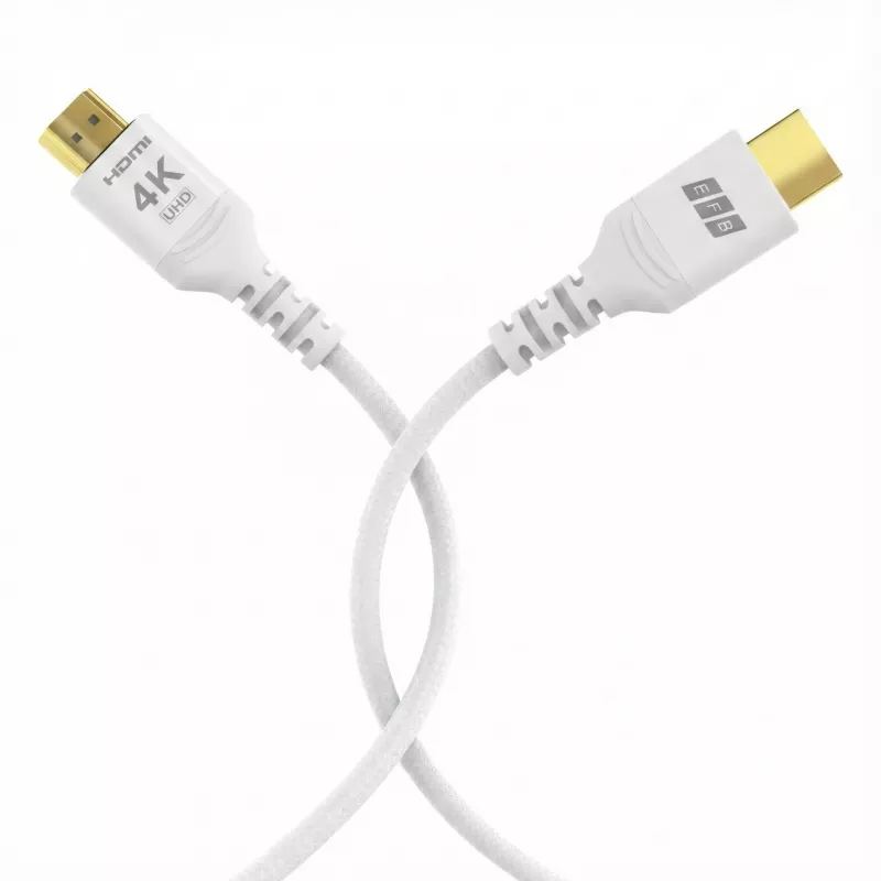 EFB Elektronik HDMI-20-00014 – HDMI kabelis, High Speed su Ethernet, 3 m, baltos spalvos, 4K60Hz, 18 Gbit/s, suderinamas su HDMI 2.0