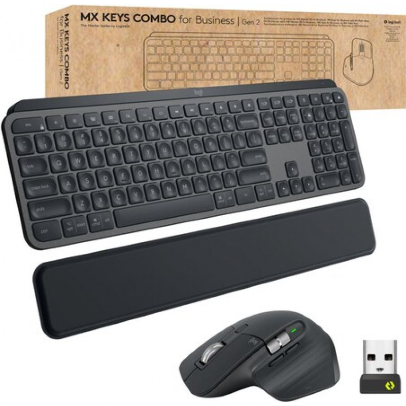 Logitech MX Keys Combo for Business belaidis klaviatūros ir pelės komplektas (920-010929), grafitas, itališka QWERTY