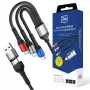 3MK Hyper Cable N-SERIES 6in1 laidas USB-C / USB-A į USB-C / MicroUSB / Lightning, QC 3.0, 18 W (9 V / 2 A), 1.2 m, juoda