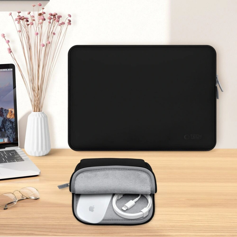 Tech-Protect NeoSlim THP3383 juodas 13-14 colių nešiojamojo dėklas, komplekte aksesuarų krepšelis