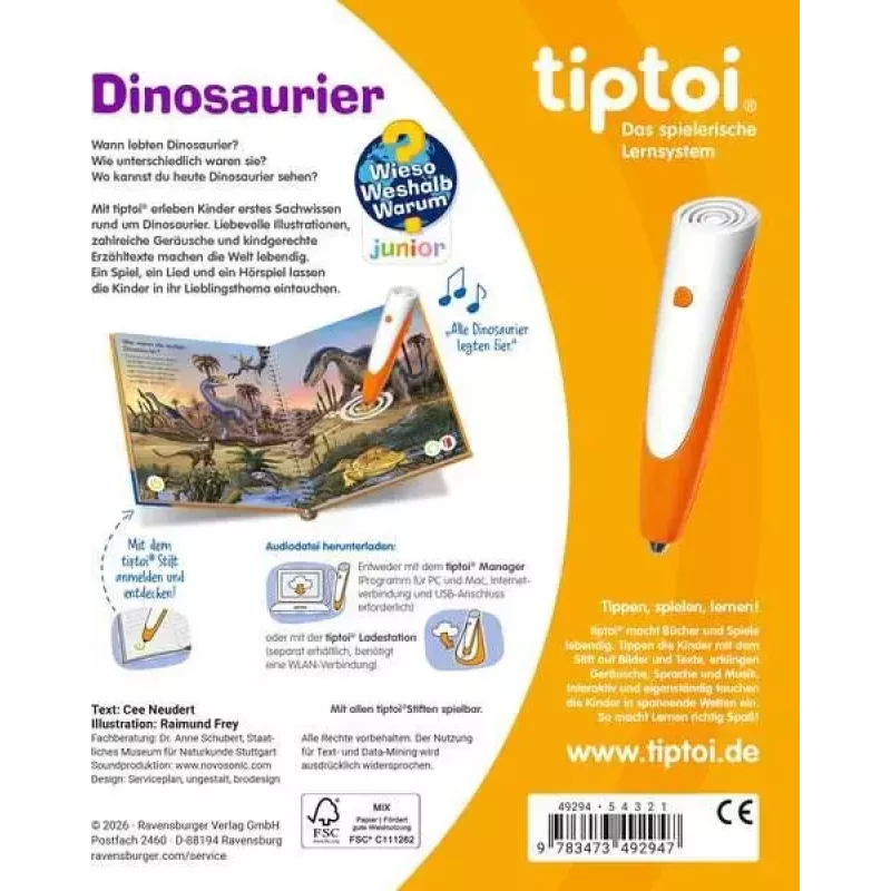 Ravensburger tiptoi Wieso? Weshalb? Warum? Junior Dinozaurai (49294)