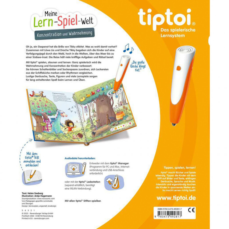 Ravensburger tiptoi mokomasis žaislas Meine Lern-Spiel-Welt: Konzentration und Wahrnehmung (49281)