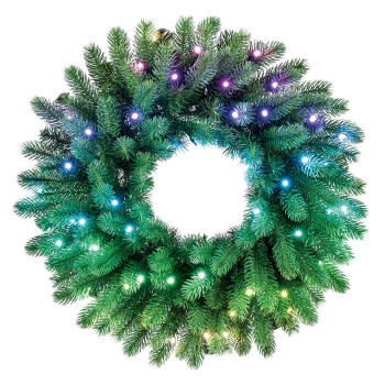 Twinkly vainikas su 50 RGB LED, žalia viela, C tipo kištukas, 60 cm
