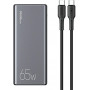 USAMS PB59 (US-CD165) nešiojamas įkroviklis 30000 mAh, 65 W, 2x QC3.0 + PD, juodas, su USB-C–USB-C kabeliu