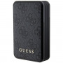 Guess GUPB10DP4GEGK 4G Leather Metal Logo nešiojamasis įkroviklis 10000 mAh, 18 W, juodas