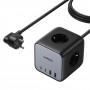 Ugreen CD268 juodas kubinis ilgiklis 65W USB-A/USB-C + 3x AC