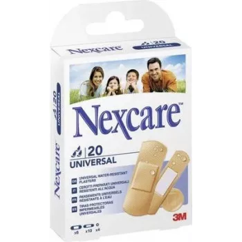 3M Nexcare Universal lipnūs pleistrai, 20 įvairių dydžių juostelių, odos spalvos, pralaidūs orui ir atsparūs vandeniui, be latekso (N0320AS)