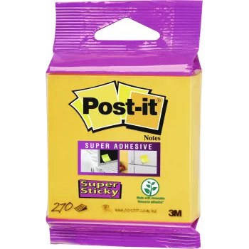 3M Post-it Super Sticky Notes 2014-S lipnūs lapeliai, 76x76 mm, Daffodil Yellow, 270 lapų