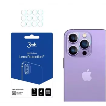 3MK Apple iPhone 14 Pro/14 Pro Max objektyvo apsauga – grūdintas stiklas ir aliuminio lydinys, 9H kietumas, juoda
