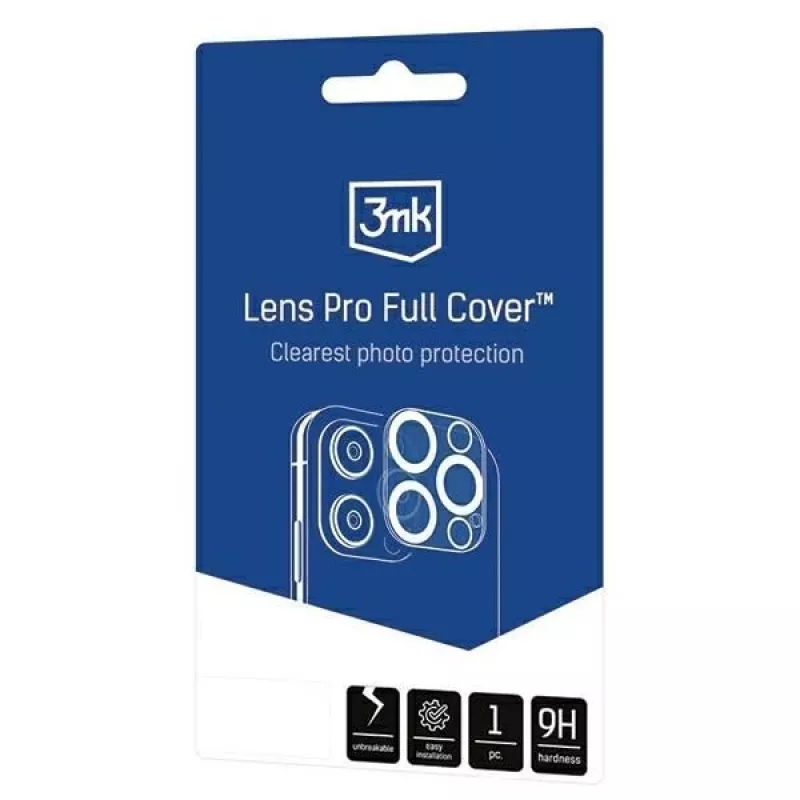 3MK Lens Pro Full Cover Camera Lens Protector for iPhone 14 Pro / 14 Pro Max with Aluminum Frame and Mounting Frame (1 Piece, Black)