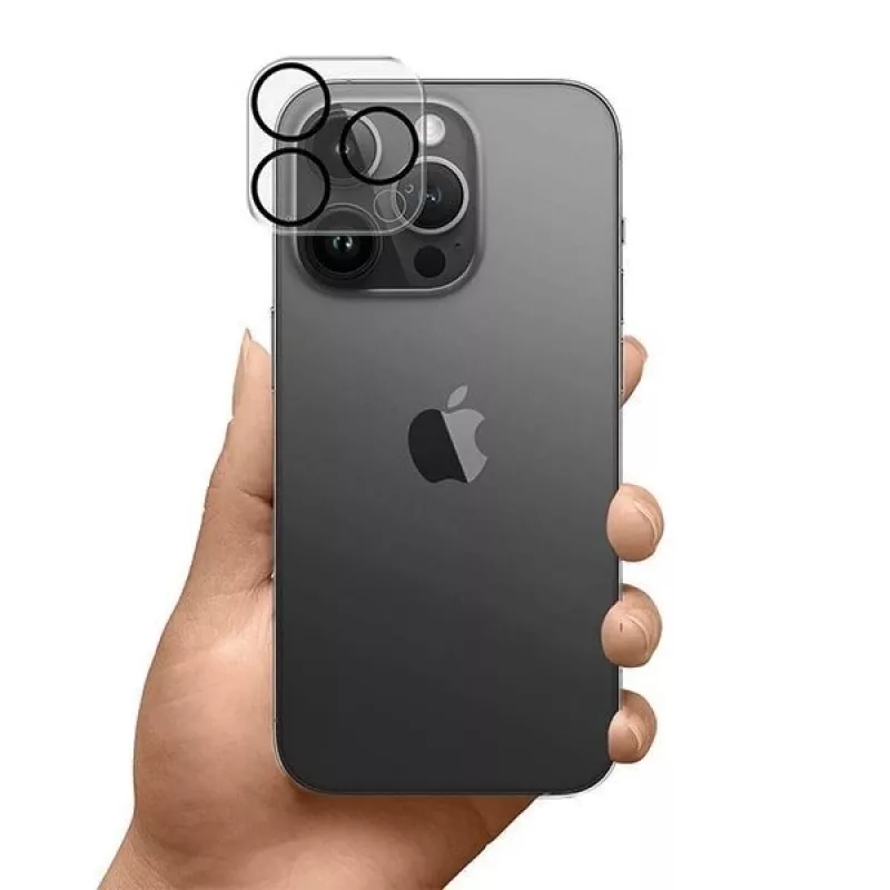 3MK Lens Pro Full Cover Camera Lens Protector for iPhone 14 Pro / 14 Pro Max with Aluminum Frame and Mounting Frame (1 Piece, Black)
