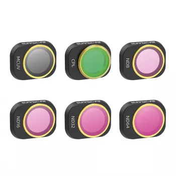 6 vienetų filtrų rinkinys MCUV, CPL, ND8/16/32/64 Sunnylife, skirtas DJI Mini 4 Pro