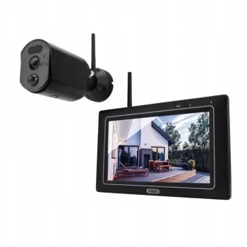 ABUS EasyLook BasicSet belaidė vaizdo stebėjimo sistema – 7 colių monitorius ir 1 IP66 kamera, infraraudonųjų spindulių naktinis matymas, 2.4 GHz
