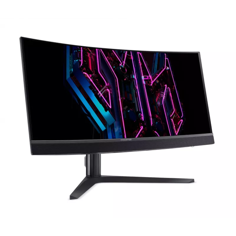 Acer Predator X34QXC Ergo OLED 86 cm 34 colių lenktas WQHD ZeroFrame OLED 360 Hz 21:9 0,03 ms (GTG) 1300 nitų 2x HDMI 2.1 2x DP 1x USB-C įmontuoti garsiakalbiai